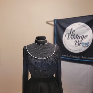 Polka Dot Vintage Blouse in Black And White